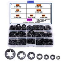 260-Piece Black 65Mn Circlip Set with Flower Hole for $3-12 Bearings