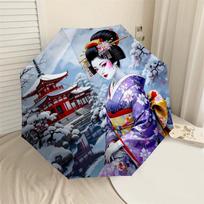 1PC Floral Kimono Umbrella-8-Rib Reinforced, Automatic Open, Lightweight & Durable, Cute Fashion Accessory for Outdoor-P2630