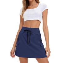 Hiking Skirt High Waisted Golf Dressy Casual With Zipper Pockets Workout Sport Quick Dry Skirts XL mėlyna