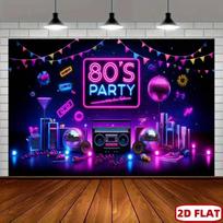 Ryški 80-ųjų retro vakarėlio gobelenas, Boombox ir diskotekos kamuolio sieninė dekoracija 1980-ųjų tematikos renginiams 47.2x31.5inch/120*80cm