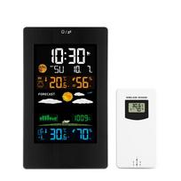 Digital Wall Temperature Humidity Meter Wireless Sensor Electronic Weather Forecast Alarm Clock Moon Phase Barometer Backlit juoda