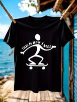 Skateboard Graphic Tshirt Graphic Tshirt - Black with Thi... S įvairiaspalvis