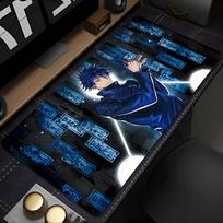 Gaming Mouse Pad Large Desk Mat Antislip Rubber Base Stitched Edges Red Black Anime Guy with Fist Print for Gaming 400x800x2mm