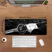 Gaming Mouse PadDesk Mat Antislip Stitched Edges Black and White Samurai Sword Sketch Print Keyboard Pad for Office Gaming 300x800x2mm
