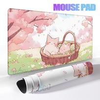 Cartoon Pink Sakura And Cat Mouse Pad Office Desk Mat Large Gaming XXL Laptop Mousepad Desks Decort Tablemat Extended Anime Rug 400x800x2MM