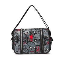 SHELKSBAG Unisex Stylish Halloween Zombie Skull Crossbody Messenger Bag Luminous Waterproof Premium Quality Canvas Shoulder Bags tamsiai pilka spalva