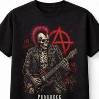 Punk Rock Skeleton Guitarist Anarchy Gothic Rock Unisex TShirt S
