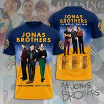 Jonas Brothers Five Albums One Night The Tour 2024 3D Polyester T shirt M763 S