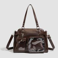 Madingi Y2k japoniško stiliaus Ita krepšiai Skaidrus vitrininis tote krepšys Daug kišenėlių Pečių krepšys Unisex Jk uniformos stiliaus Crossbody krepšiai ruda