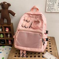 Ita Backpack Collage School Bag for Teenage Girl Itabag Kawaii Transparent Love Heart JK Backpack Women New 2026 Laptop Bag rožinė