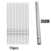 15Pcs/set Flat BBQ Skewers Stainless Steel Kebab Iron Stick Durable Barbecue Skewer  Outdoor