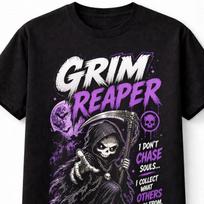 Grim Reaper Gothic Skeleton Death Horror Quote Graphic Unisex TShirt S