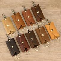 Leather Key Bag, Crazy Horse Leather Multi-Color Keychain, First Layer Cowhide Key Hanging.
