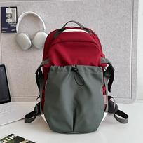 Fashion Vintage Tooling School Bag Female College Student Lightweight Large Capacity Backpack Men'S Premium Travel Backpack raudona
