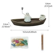 Halloween Backflow  Incense Burner Skeleton Ship Incense Holder Hand-Carved Decorations Awesome and Ideal Gifts for Halloween