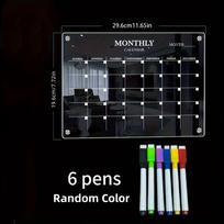 Magnetic Acrylic Dry-Erase Calendar-Clear Planner for Fridge, Ideal Kitchen Organizer for Home & Office with Marker Pen Included