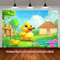 2D Little Duck Background Cloth for Baby Shower & Kids Birthday Photo Booth Prop 47.2x31.5inch/120*80cm