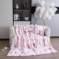 Dvipusis storas pledas su imituoto triušio kailio spaudiniu 45×45cm（cushion cover） burnočio rožinė spalva