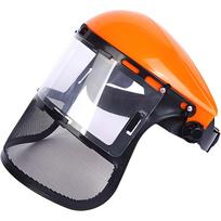 Professional Safety Helmet with Full Face Mesh Mask, Brush Cutter Protective Gear for Forestry & Garden Grass Trimming orange