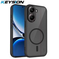 KEYSION Magnetic Phone Case for Xiaomi POCO X7 Pro Soft Silicone+PC Matte Translucent Clear Shockproof Cover for Redmi Turbo 4 for POCO X7 Pro juoda