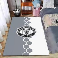 Manchester United Logo Carpet with Hexagon Pattern, Gray and White Design Suitable for use as an anti-slip for living room bedroom sofas 40x60cm( 15x23in ) black