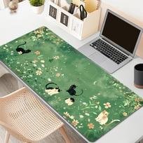 ExtraLarge Gaming Mouse Pad Thick NonSlip Rubber Base Precision Stitched Edges Playful Kitten Design Desk Mat 300x800x2mm