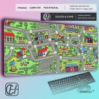 HYBXAXC Creative Urban Street Theme  Mouse Pad Cartoon Road Pattern Desk Mat Durable Nonslip Pad for Computer Desk  Setup 800x400x2mm