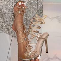 Special-shaped Heel Cool Drag Women's Summer New Square Toe Open-toe Metal Decoration Outward Wear Flip Slippers 36
