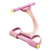 Pedal Resistance Band with Handle  10-Tube Pedal Ankle Puller Exerciser rožinė