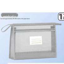 Transparent School Subject Storage Bag - Handheld Zipper File for Textbooks and Homework pilka