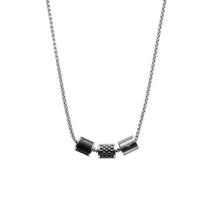 Emporio Armani Three Beads Small Waist Light Luxurious Hip Hop Necklace Men's Silver/Black Silver/Black F Basic Packaging-Brand Original Box juoda