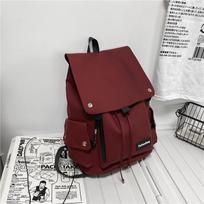 School Bag Female High School College Student Japanese Trendy Brand Tooling Large Capacity Backpack Female Leisure Travel Backpack Male Single pack raudona