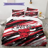 Čikagos „Bulls“ rašto patalynės komplektas Antklodės užvalkalas Pagalvės užvalkalas Namų dekoras Dovana (1 * antklodės užvalkalas + 2 * pagalvės užvalkalai, be šerdies) 135x200cm