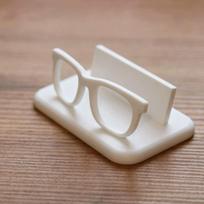 Eyeglass Shaped Plastic Business Card Holder Modern Desktop Display Stand Office Desk Organizer balta