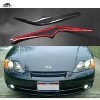 Carbon Fiber Headlight eyelid cover decorative sticker For Hyundai Coupe 2003 - 2005 FX 2.0 2.7 Sport style car front eyebrow gray