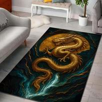 15 sizes Golden dragon with moon waterfall Print Carpet Rug for Living Room Bedroom Sofa Doormat Home Decor Non-slip Floor Mat 40x60cm
