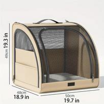 Foldable Pet Booster Seat Car Crate For Dog Portable Travel Cat Bed Carrier Bag With Mesh Window Pet Cushion For Car/vet/trip 50x48x49cm smėlis