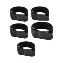 Elastingos Velcro juostelės su silikonine rankena, reguliuojamos tvirtinimo juostos kabelių tvarkymui, laikymui ir organizavimui, 5x30CM, 5 vnt. rinkinys juoda