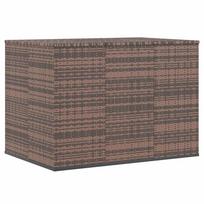 vidaXL Sodo dėžė pagalvėlėms, ruda, 145x100x103cm, PE ratanas