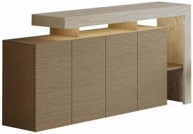 Konsolinis staliukas Kalune Design Beliz, ąžuolo medienos imitacija sp./travertine sp., 35 cm x 170 cm x 80 cm