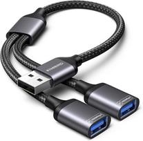 Kiwibird usb skirstytuvas 1 į 2, usb dvigubas kištukas y kabelio skirstytuvas 1 į 2 adapteris, dvigubo prievado ilgiklis įkrovimo kabelis maitinimui ir duomenims, mini hub suderinamas su pc, nešiojamuoju kompiuteriu, mac, ps5, automobilio klaviatūra, pelė
