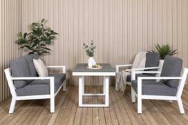 Venture Design Sofos grupė, Barselona, Stalas: 140x75 cm, Kėdė: 84x77 cm, Sofa: 159x55 cm, Balta
