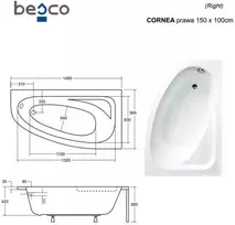 Vonia Besco Cornea Comfort, 150 x 100 cm, dešininė