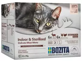 BOZITA Sterilised Delicate meat menu Box – šlapias kačių maistas – 12x85g