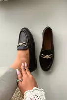 Boto Moteriški elegantiški rudi mokasinai su papuošimu