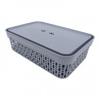 Plastikinė dėžė su dangčiu 40×30×13 cm PILKA