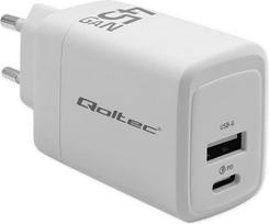 Qoltec GaN 45W charger 5V 20V 1.5A 3A,1xUSB C PD,1xUS