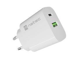 Sieninis įkroviklis NATEC RIBERA 1X USB-A + 1X USB-C 20W BALTA