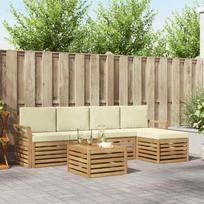 Lauko sofos komplektas 6 pcs Balta ir kreminė 59 x 59 x 37 cm