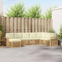 Lauko sofos komplektas 8 pcs Balta ir kreminė 308 x 190 x 73 cm